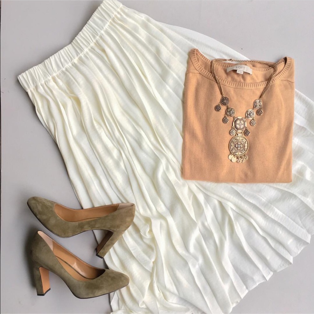 Cream midi skirt